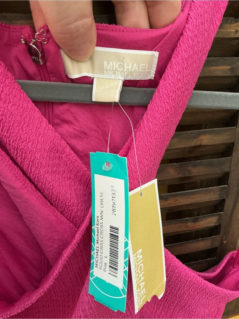 Michael Kors Keyhole Cross Front Fuchsia Dress